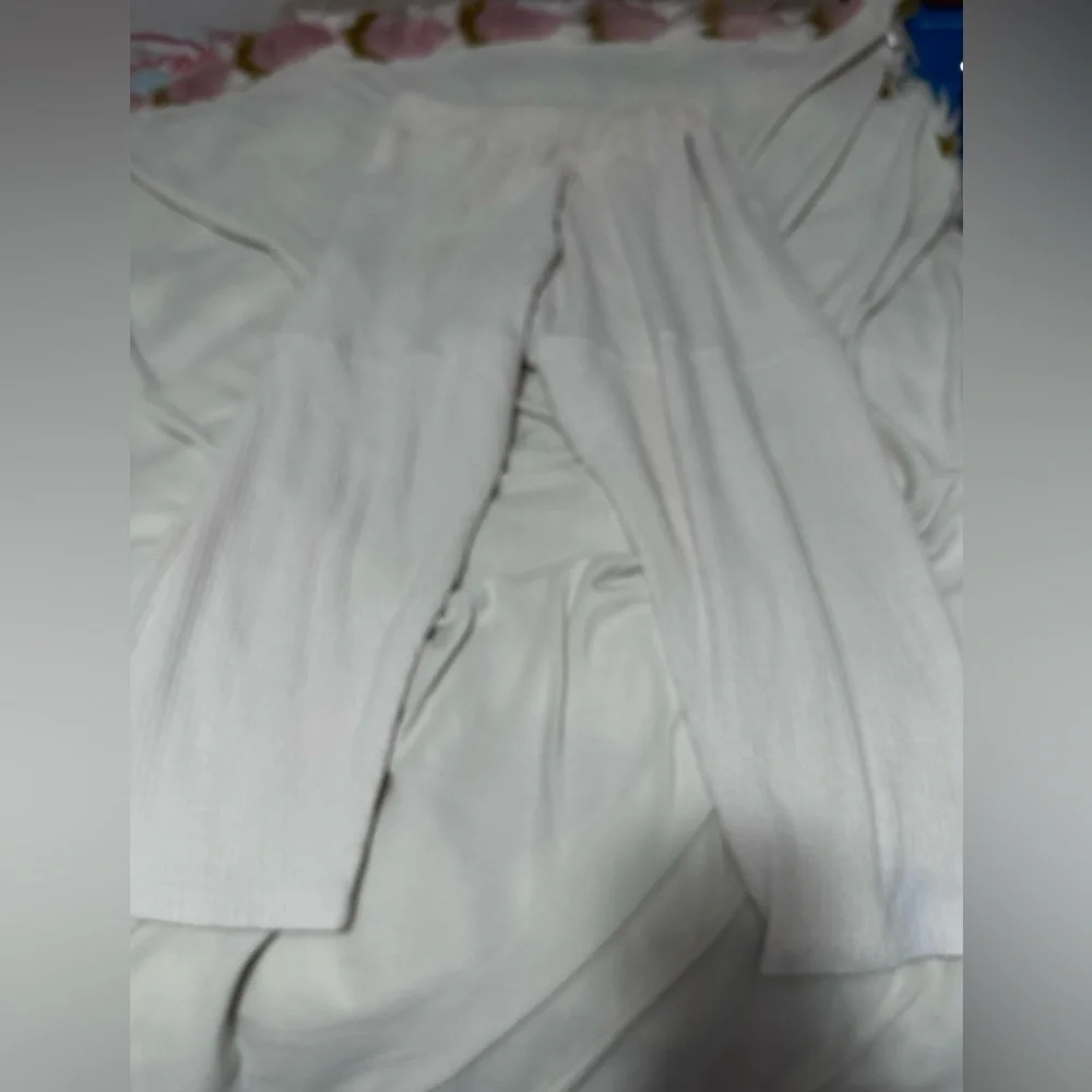 Free People Look Sharp Ribbed Off White Lounge Pants Joggers M